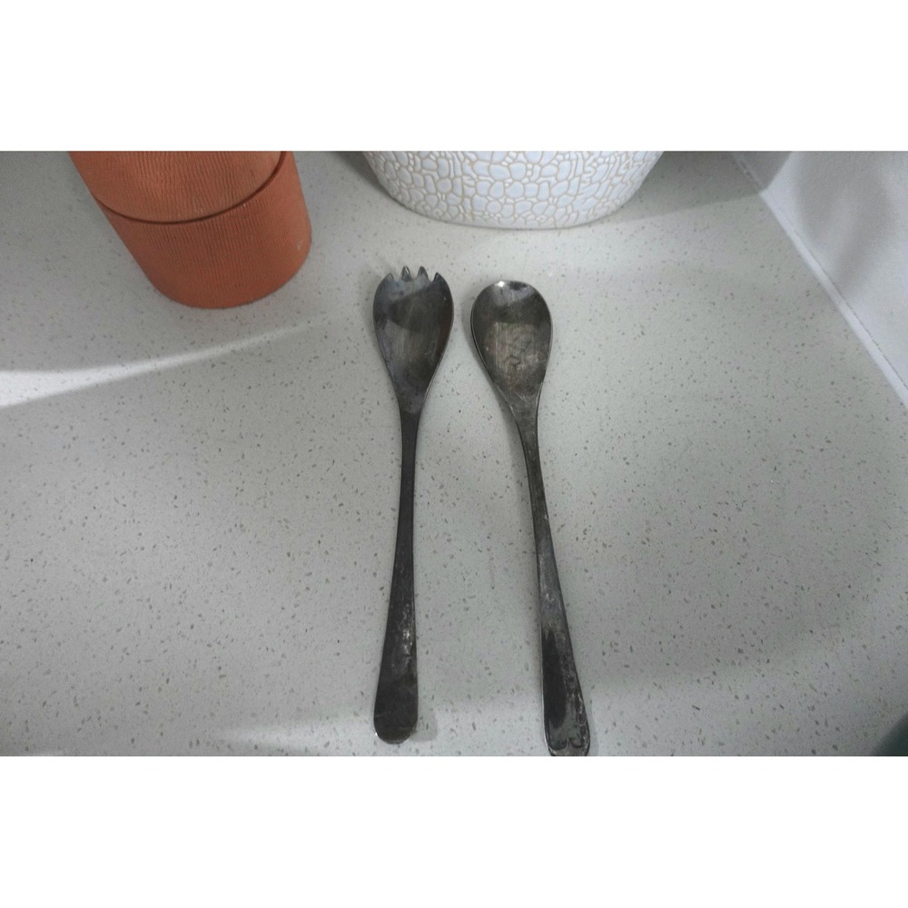 Vintage Silver Plated‎ England Spoon & Spork Set Serving Utensils